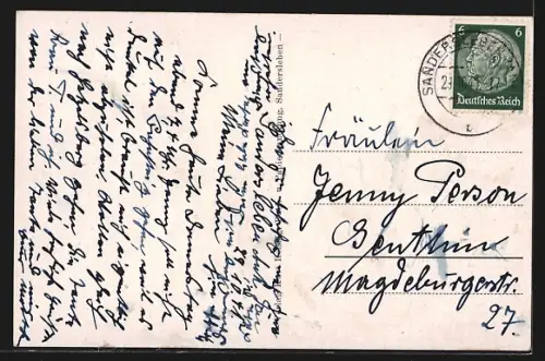 AK Sandersleben, Teilansicht mit Kirche