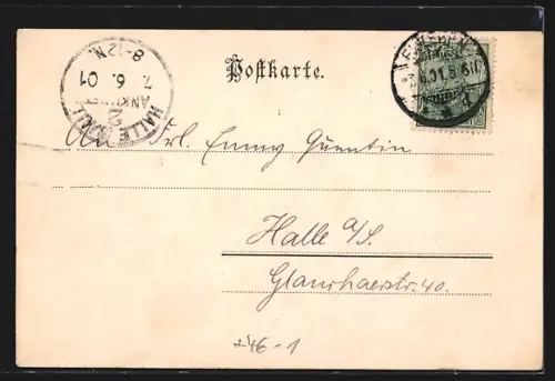 AK Eisleben, Marktplatz mit Strassenbahn und Denkmal