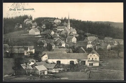 AK Jauernick / Deutsch Ossig, Gesamtansicht mit Kirche