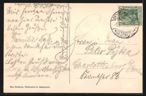 AK Jauernick / Deutsch Ossig, Gesamtansicht mit Kirche