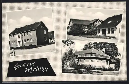 AK Mehlby über Kappeln, Wohnhäuser, Mehrfamilienhaus, Rundgebäude