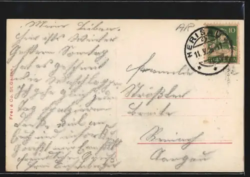 AK Herisau, Heinrichsbad, Frontansicht mit Strasse