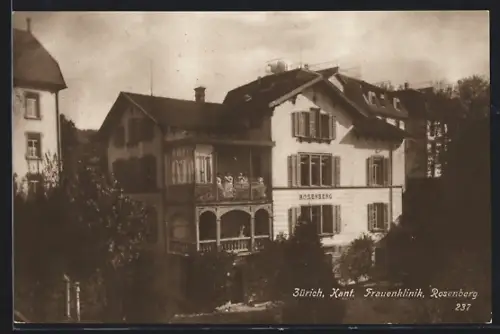 AK Zürich, Kant. Frauenklinik Rosenberg aus der Vogelschau, Mütter mit Säuglingen