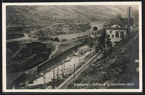 AK Göschenen, Gotthard- & Schöllenen-Bahn, schweizer Eisenbahnen