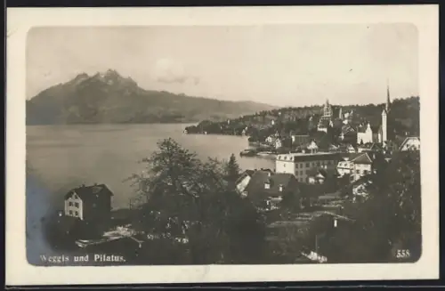AK Weggis, Teilansicht mit Pilatus