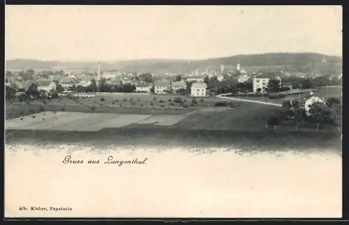 AK Langenthal, Ortspanorama mit Feldern