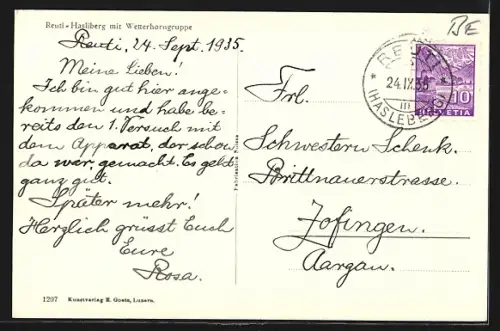 AK Reuti-Hasliberg, Totalansicht mit Wetterhorngruppe