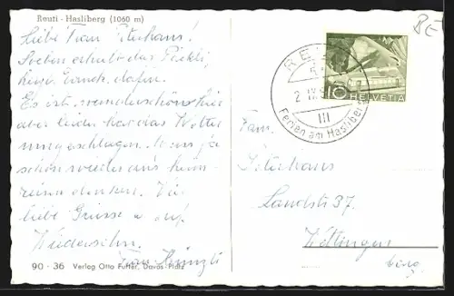 AK Reuti-Hasliberg, Ortsansicht von einer Blumenwiese aus