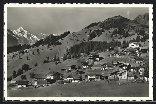 AK Mürren, Ortsansicht mit Gspaltenhorn u. Bütlassen