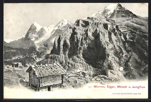 AK Mürren, Teilansicht mit Eiger, Mönch u. Jungfrau