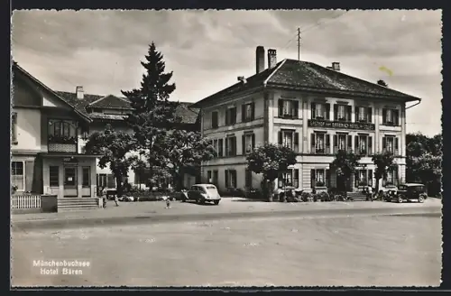 AK Münchenbuchsee, Hotel Bären von der Strasse aus