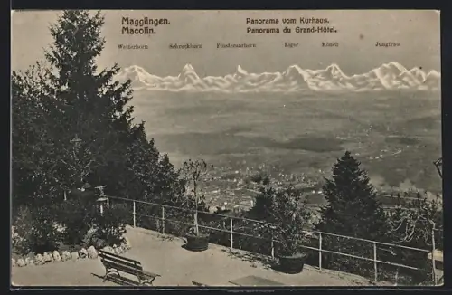 AK Magglingen, Panorama mit Ort vom Kurhaus aus