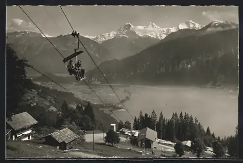 AK Beatenberg-Niederhorn, Ortsansicht mit Seilbahn und Gipfelpanorama