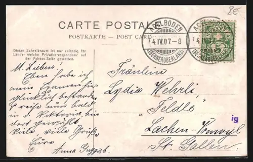 AK Adelboden, Totalansicht mit Wildstrubel im Winter