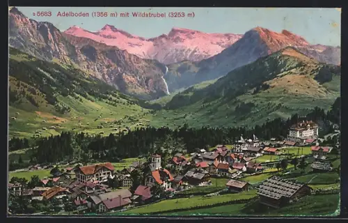 AK Adelboden, Le Nevada Palace Hotel, Gesamtansicht mit Umgebung