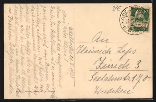 AK Adelboden, Ortsansicht mit Gross Lohner aus der Vogelschau