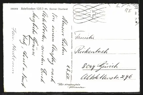 AK Adelboden, Gesamtansicht mit Berner Oberland