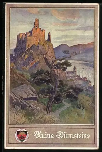 Künstler-AK Deutscher Schulverein Nr. 137: Darstellung der Ruine Dürnstein