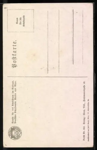 AK Deutscher Schulverein Nr. 850: Es grünet ein Nussbaum vor dem Haus, Dame in weiss denkt nach