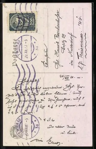 AK Deutscher Schulverein Nr. 848: Mädchen spaziert mit Schaf unterm Arm durch blühende Felder