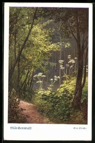 AK Deutscher Schulverein Nr. 886: Märchenwald mit flatternden Schmetterling