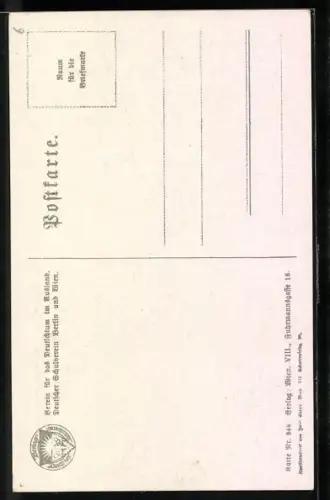 AK Deutscher Schulverein Nr. 848: Mädchen spaziert mit Schaf unterm Arm durch blühende Felder