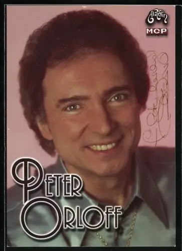 AK Musiker Peter Orloff lächelnd im Porträt, Autograph