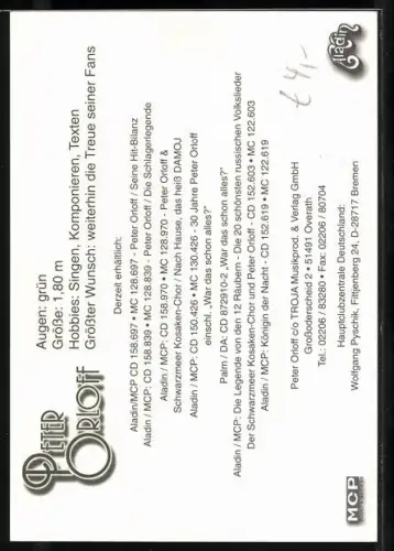 AK Musiker Peter Orloff lächelnd im Porträt, Autograph