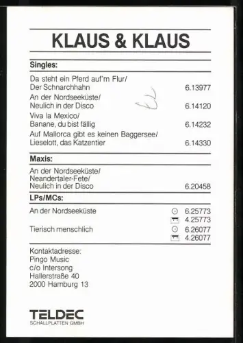 AK Musiker Klaus und Klaus als Matrosen kostümiert, Autograph