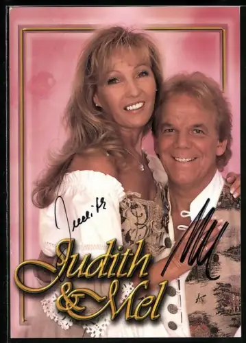 AK Musiker Judith & Mel zusammen im Porträt, Autograph