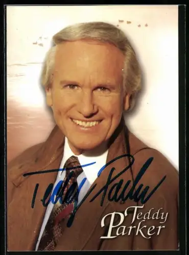 AK Musiker Teddy Parker mit Krawatte, Autograph