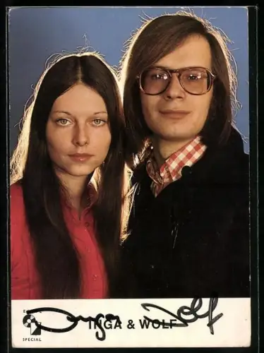 AK Musiker Inga & Wolf im Porträt, Autograph