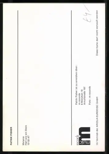 AK Musiker Patrik Fisher lächelnd im Porträt, Autograph