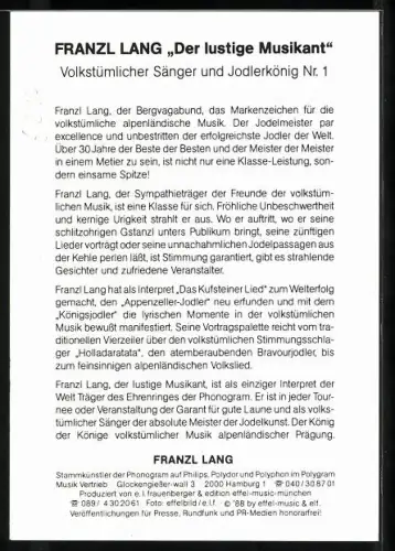 AK Musiker Franz Lang mit Gitarre, Autograph