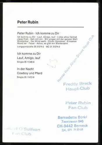 AK Musiker Peter Rubin im Porträt mit Autograph