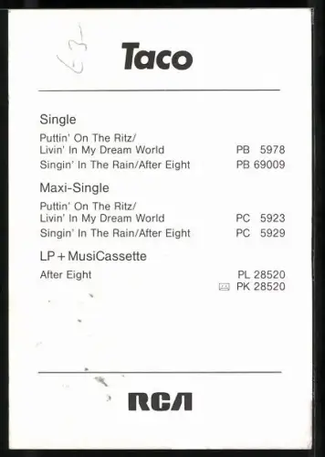 AK Musiker Taco sitzend im Porträt, Autograph