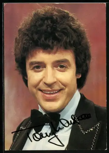 AK Musiker Tony Marshall im Anzug mit Fliege, Autograph