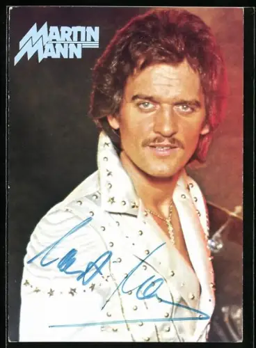 AK Musiker Martin Mann im Porträt mit Autograph