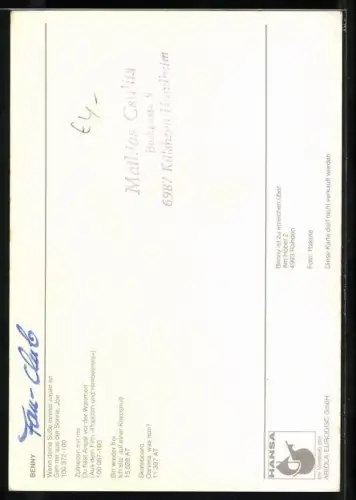 AK Musiker Benny mit aufgestütztem Kopf, Autograph