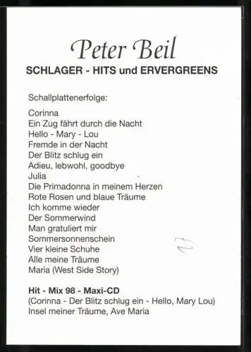 AK Musiker Peter Beil im Anzug, Autograph