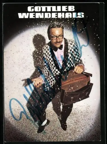 AK Musiker Gottlied Wendehals im Anzug mit Konfetti, Autograph