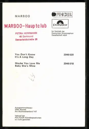 AK Musiker Marboo in grünem Hemd, Autograph