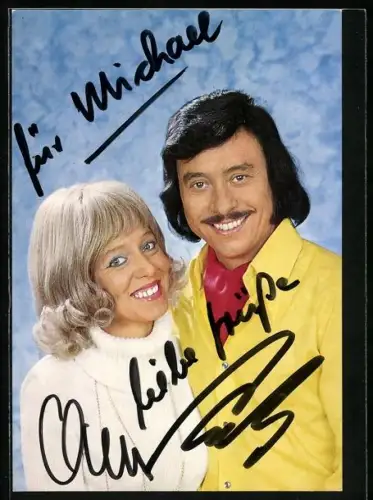 AK Musiker Ann & Andy zusammen im Porträt, Autograph