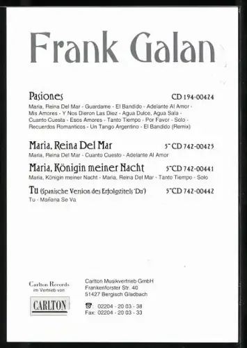 AK Musiker Frank Galan in blauem Hemd, Autograph