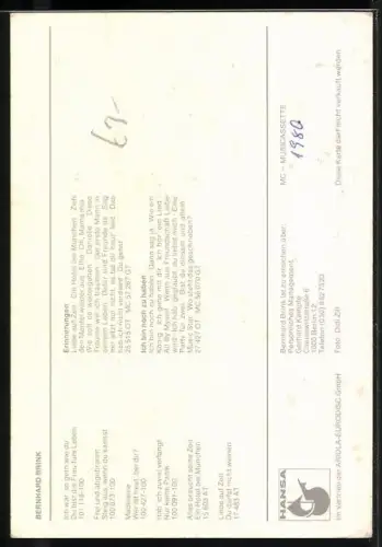 AK Musiker Bernhard Brink im Porträt mit Autograph