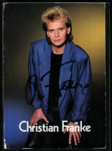 AK Musiker Christian Franke im Porträt mit Autograph