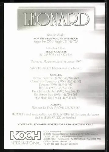 AK Musiker Leonard in Kamera blickend, Autograph