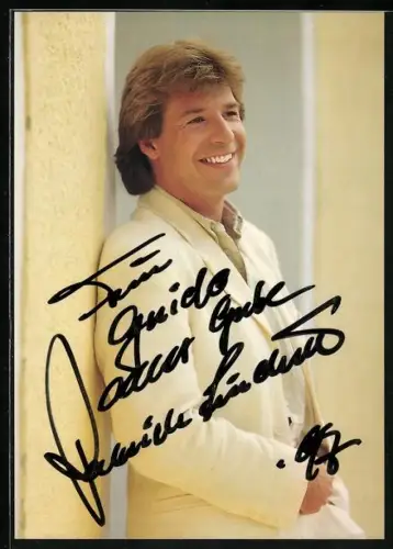 AK Musiker Patrick Lindner lächelnd im Porträt, Autograph