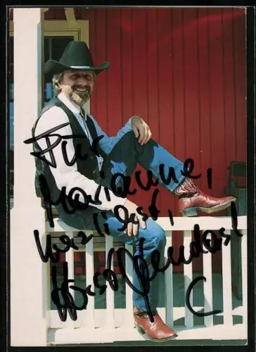 AK Musiker Horst Tondasch mit Hut und Cowboystiefeln, Autograph