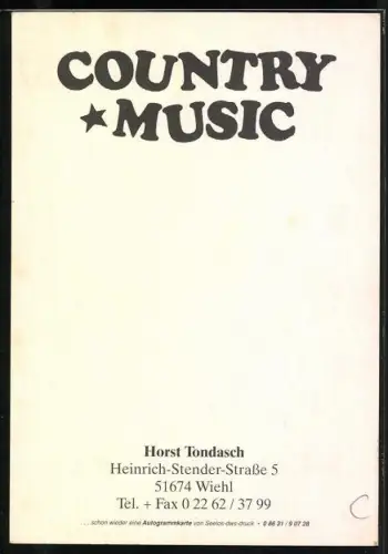 AK Musiker Horst Tondasch mit Hut und Cowboystiefeln, Autograph